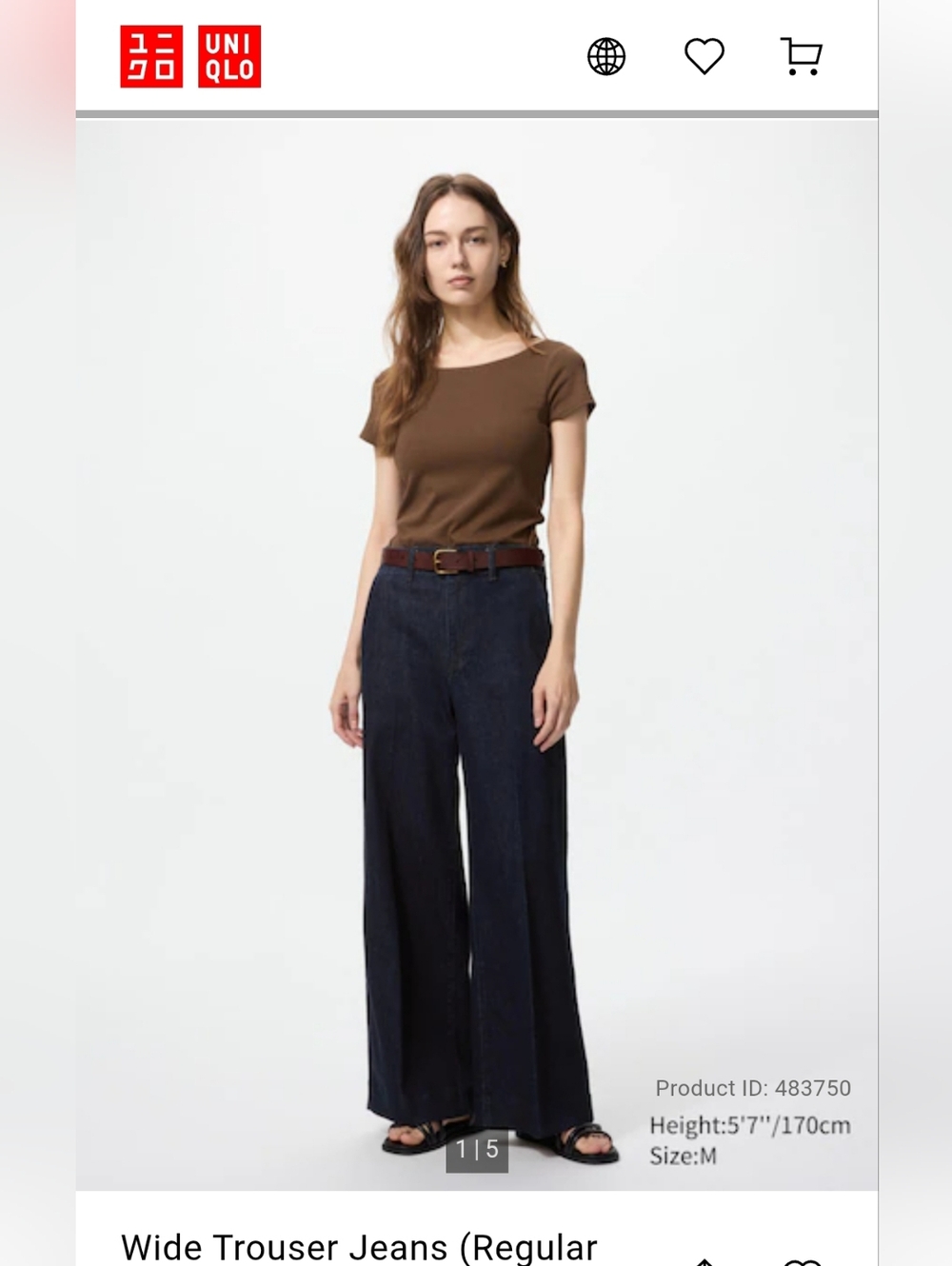 Uniqlo High Rise Wide Leg Dark Denim Trousers